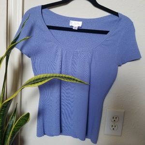 Ann Taylor LOFT Blue Short Sleeve Sweater Top